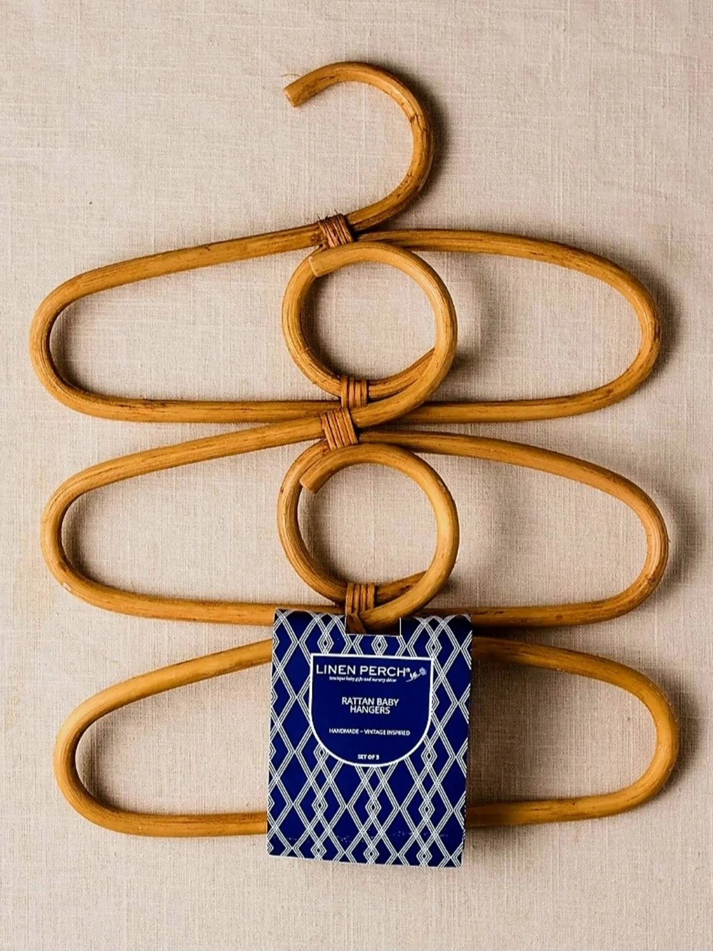 3 NWOT Vintage Bamboo Rattan Wooden Adult Hangers Closet Organization BOHO Chic
